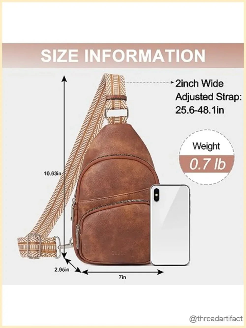 Vegan Leather Sling Bag, Fanny Pack Crossbody with Guitar Strap